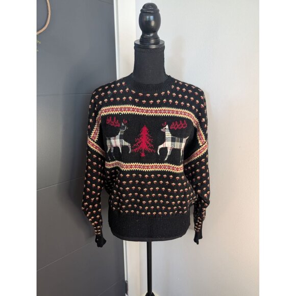 Vintage Components Susan Bristol 100% Shetland Wool Reindeer Christmas Sweater‎ - Picture 1 of 10
